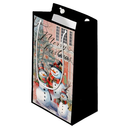 Frohe Weihnachtsgeschenktasche Kleine Geschenktüte (Vorderseite Schrägansicht)