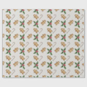 Frohe Weihnachtsginger Brot Weihnachten Holly Geschenkpapier (Flach)