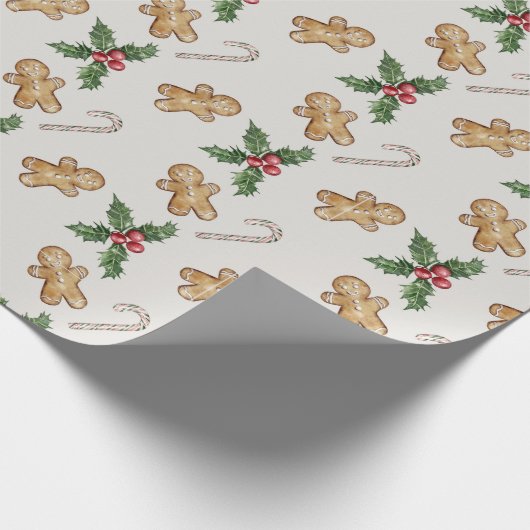 Frohe Weihnachtsginger Brot Weihnachten Holly Geschenkpapier (Ecke)