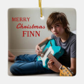 Frohe Weihnachtsgitarre Enthusiast Ornament (Vorderseite)