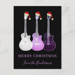 Frohe Weihnachtsgitarren Personalisiert pink Feiertagspostkarte