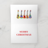 Frohe Weihnachtsgitarren tragen Weihnachtsmannmütz (Innen Mitte)