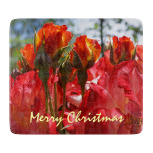 Frohe Weihnachtsglasschneider-Rote Rose Schneidebrett