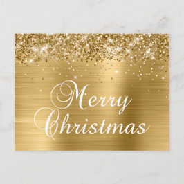 Frohe Weihnachtsglitterie Golden Foil Feiertagspostkarte