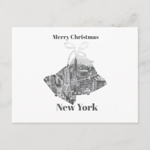 Frohe Weihnachtsglocke New York Feiertagspostkarte