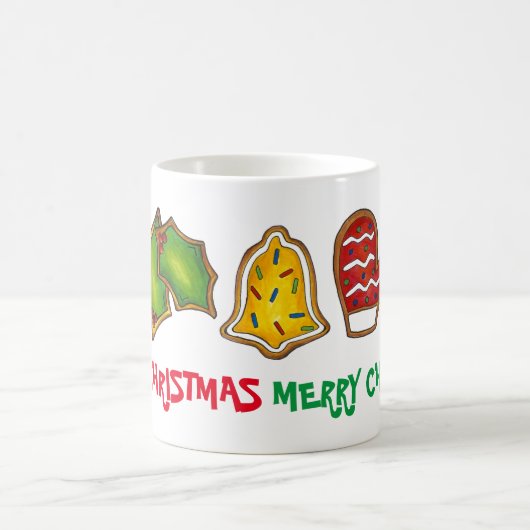 Frohe Weihnachtsglocke Snowman Mitten Tree Cookie Kaffeetasse (Mittel)