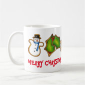 Frohe Weihnachtsglocke Snowman Mitten Tree Cookie Kaffeetasse (Links)