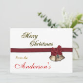 Frohe Weihnachtsglocken Feiertagskarte (Stehend Vorderseite)