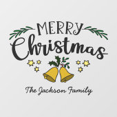 Frohe Weihnachtsglocken mistletoe Stars Familienna Fensteraufkleber (Blatt)