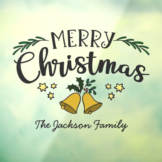 Frohe Weihnachtsglocken mistletoe Stars Familienna Fensteraufkleber (Blatt 3)