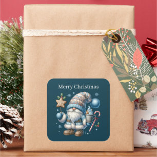 Frohe Weihnachtsgnome fügen Text Quadratischer Aufkleber