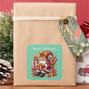 Frohe Weihnachtsgnome fügen Text Quadratischer Aufkleber
