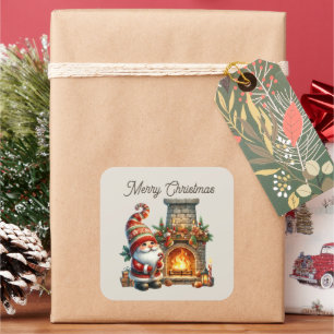 Frohe Weihnachtsgnome fügen Text Quadratischer Aufkleber