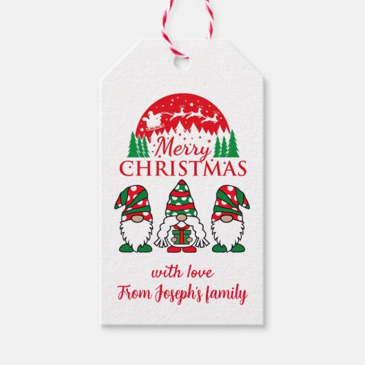 Frohe Weihnachtsgnome Geschenkanhänger (Vorderseite)