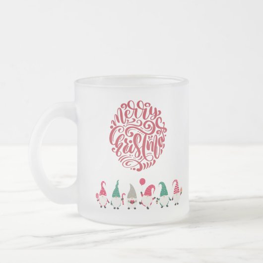 Frohe Weihnachtsgnome Mattglastasse (Links)