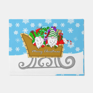 Frohe Weihnachtsgnomen in Sled Fußmatte