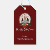 Frohe Weihnachtsgnomen Rot, Rustikal, Kariert, Tre Geschenkanhänger (Vorderseite)