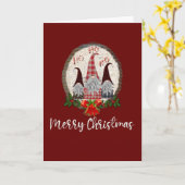 Frohe Weihnachtsgnomen Rot, Rustikal, Kariert, Tre Karte (Gelbe Blume)