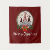 Frohe Weihnachtsgnomen Rot, Rustikal, Kariert, Tre Wandteppich (Vorderseite)