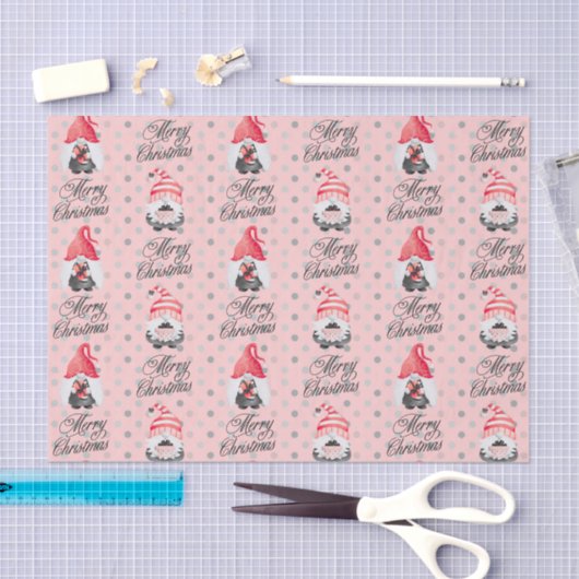 Frohe Weihnachtsgnomen und Dots-Gewebe Papier (Handwerk)