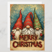 Frohe Weihnachtsgnomes Feiertagskarte (Vorne/Hinten)