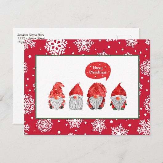 Frohe Weihnachtsgnomes Feiertagspostkarte (Vorne/Hinten)