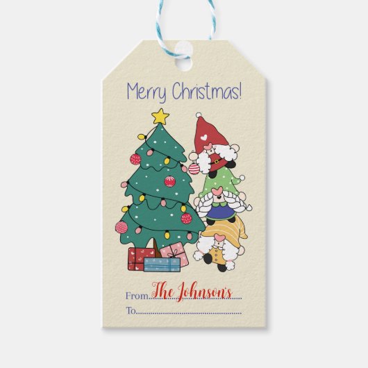 Frohe Weihnachtsgnomes Geschenkanhänger (Vorderseite)