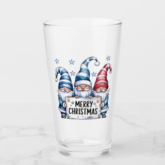 Frohe Weihnachtsgnomes Glas (Vorderseite)