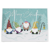 Frohe Weihnachtsgnomes Große Geschenktüte (Vorderseite)