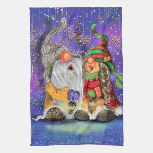 Frohe Weihnachtsgnomes Küchentuch (Vertikal)