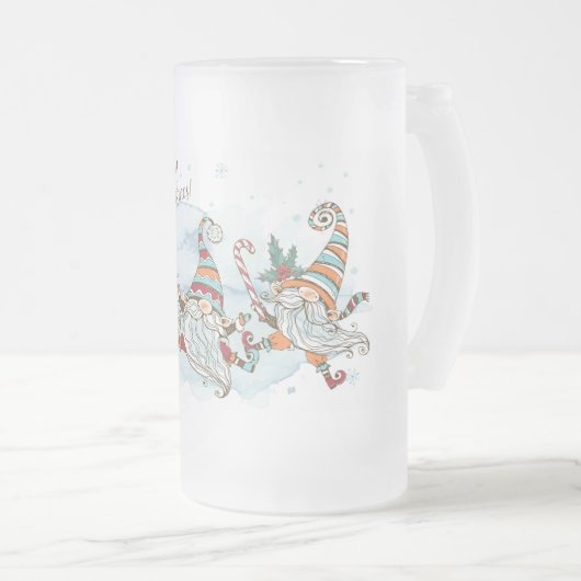 Frohe Weihnachtsgnomes Mattierte Glass Bierblüte T Mattglas Bierglas (VorderseiteRechts)