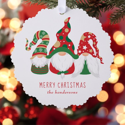 Frohe Weihnachtsgnomes Niedlich Personalisiert Ornament Karte
