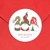 Frohe Weihnachtsgnomes Niedlich Personalisiert Runder Aufkleber