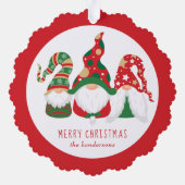 Frohe Weihnachtsgnomes Niedlich Red Ornament Karte (Rückseite)