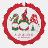 Frohe Weihnachtsgnomes Niedlich Red Ornament Karte (Vorderseite)