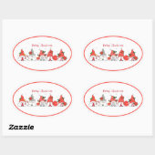 Frohe Weihnachtsgnomes Ovaler Aufkleber (Blatt)