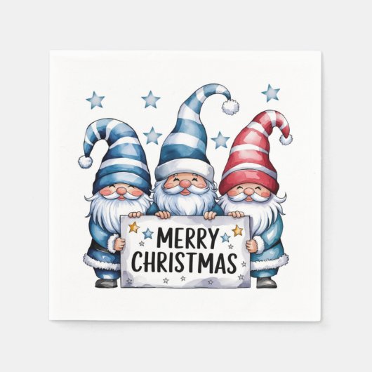 Frohe Weihnachtsgnomes Serviette (Vorderseite)