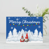 Frohe Weihnachtsgnomes Snowy Trees Weihnachtskarte Feiertagskarte (Stehend Vorderseite)