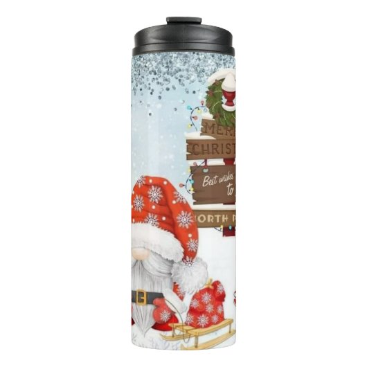 Frohe Weihnachtsgnomes Thermosbecher (Vorderseite)