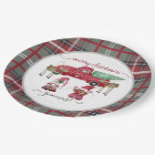 Frohe Weihnachtsgnomies Gnome Red Kariert Watercol Pappteller (Schrägansicht)