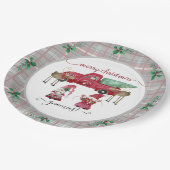 Frohe Weihnachtsgnomies Gnome Tree Farm Wasserfarb Pappteller (Schrägansicht)