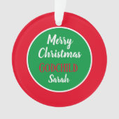Frohe Weihnachtsgodchild personalisierte Ornamente (Vorderseite)