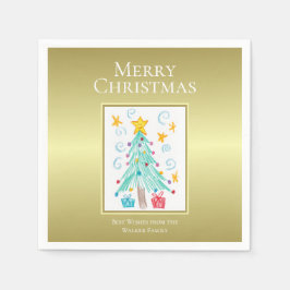 Frohe Weihnachtsgolden. Der Name der Kunstfamilie Serviette