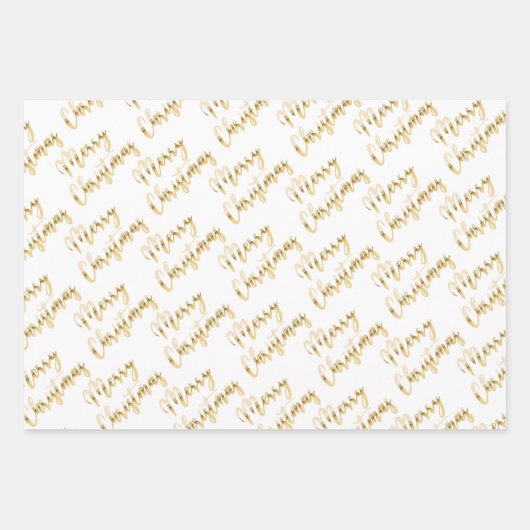 Frohe Weihnachtsgoldskript schwarz grau weiß Geschenkpapier Set (Vorderseite 3)