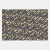 Frohe Weihnachtsgoldskript schwarz grau weiß Geschenkpapier Set (Vorderseite 2)