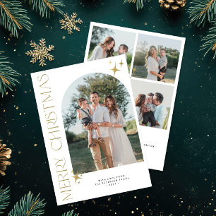 Frohe Weihnachtsgoldtypografie, modernes Foto Feiertagskarte