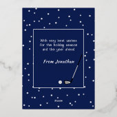 Frohe Weihnachtsgolfbaum Sondertext blau Folien Feiertagskarte (Rückseite)