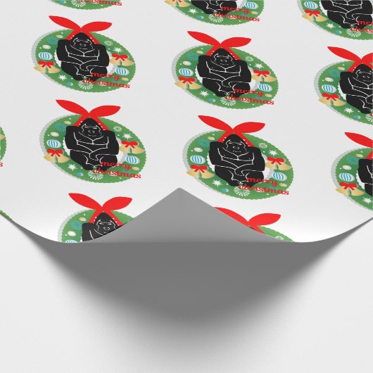 Frohe Weihnachtsgorilla Geschenkpapier (Ecke)