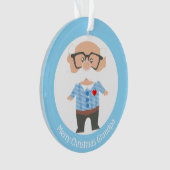 Frohe Weihnachtsgroßvater auf Light Blue & White Ornament (Vorderseite)