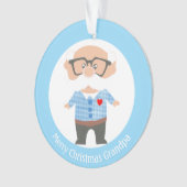 Frohe Weihnachtsgroßvater auf Light Blue & White Ornament (Vorderseite)